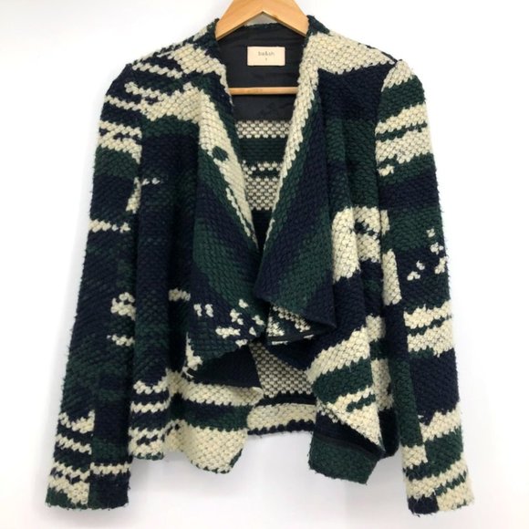 BA&SH Iris chunky waterfall knit open jacket / cardigan green blue multi - Picture 16 of 16